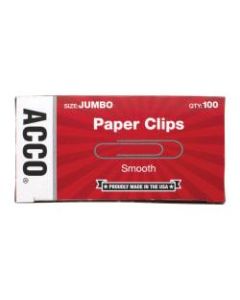 ACCO Economy Jumbo Paper Clips, Smooth Finish, Jumbo Size 1-7/8in, 100 Clips Per Box, Pack of 10 Boxes (1,000 Clips total)