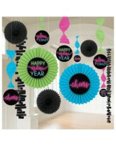 Amscan New Years Glow Fan Decorating Kits, Black, 1 Kit Per Pack, Case Of 2 Packs