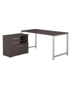 Bush Business Furniture 400 Series Table Desk with Storage, 60inW x 30inD, Storm Gray, Premium Installation