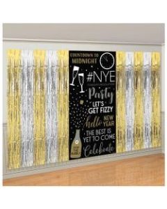 Amscan New Years Fringe And Scene Setters Combo Packs, 62-1/2in x 32-1/2, Multicolor, Pack Of 3 Pieces