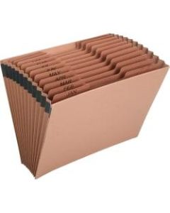 SKILCRAFT Monthly Tab Expanding File Organizer - Letter - 8 1/2in x 11in Sheet Size - 12 Pocket(s) - Brown - Recycled - 1 Each