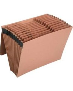 SKILCRAFT 12-pocket Flap Close Expanding File - Letter - 8 1/2in x 11in Sheet Size - 12 Pocket(s) - Kraft - Brown - Recycled - 1 Each