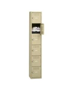 Tennsco Six-Tier Box Locker, 1-Wide, 72inH x 12inW x 18inD, Medium Gray