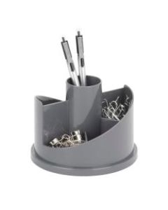 Realspace 6-Compartment Rotary Desk Organizer With Antimicrobial Treatment, 4-5/8inH x 5-13/16inW x 5-13/16inD, Gray