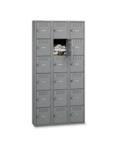 Tennsco Six-Tier Box Locker, 3-Wide, 72inH x 36inW x 18inD, Medium Gray