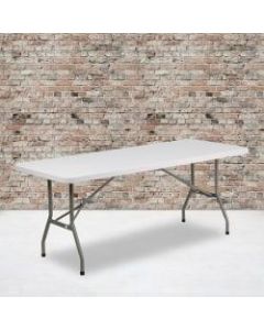 Flash Furniture Plastic Folding Table, 29inH x 30inW x 72inD, Granite White
