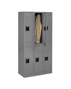 Tennsco Double-Tier Locker, 3 Wide, 72inH x 36inW x 18inD, Medium Gray
