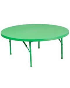 Flash Furniture Round Kids Plastic Folding Table, 18-1/2inH x 47inW x 47inD, Green