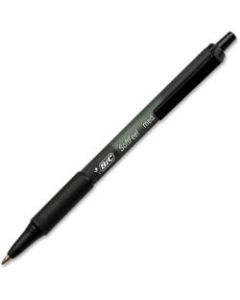 BIC SoftFeel Retractable Ball Pens - Medium Pen Point - 1 mm Pen Point Size - Retractable - Black - Black Barrel - 36 / Box