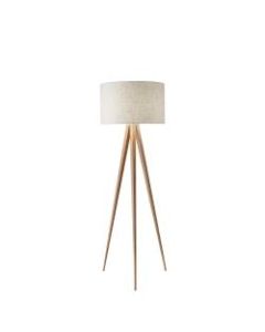 Adesso Director Floor Lamp, 60 1/4inH, White Shade/Natural Base