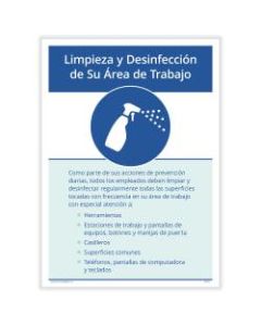 ComplyRight Corona Virus And Health Safety Poster, Employee Clean And Disinfect Your Work Area, Spanish, 10in x 14in