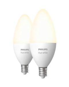 Philips Hue LED Light Bulb - 5 W - 120 V AC - 450 lm - Candle - White Light Color - E12 Base - 2700 deg. Beam Angle - Alexa, Google Assistant, SmartThings, Apple HomeKit Supported - Dimmable - Bluetooth Connectivity - 2 / Pack