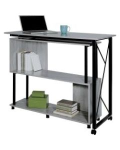 Safco Mood Rotating Worksurface Standing Desk - Box 1 of 2 - Rectangle Top - 53.25in Table Top Width x 21.75in Table Top Depth - 42.25in Height - Assembly Required - Laminated, Gray - Powder Coated Steel