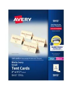 Avery Embossed Tent Cards, 2in x 3 1/2in, Ivory, Pack Of 160