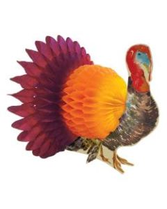 Amscan Paper Thanksgiving Honeycomb Turkey Centerpieces, 15in, Pack Of 4 Centerpieces