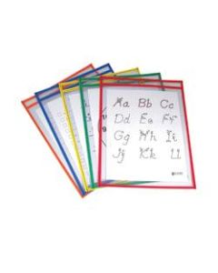 C Line Reusable Dry-Erase Pockets, 9in x 12in, Assorted Primary Colors, Pack Of 5, Set Of 2 Packs