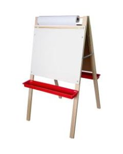 Flipside Adjustable Non-Magnetic Dry-Erase Whiteboard/Chalkboard/Paper Roll Easel, 48in x 24in, Wood Frame With Pine Finish