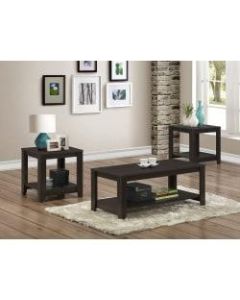 Monarch Specialties 3-Piece Coffee Table Set With Shelves, Rectangle, Cappuccino