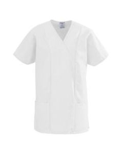 Medline ComfortEase Polyester/Cotton 2-Pocket Ladies Crossover Tunic Scrub Top, 3X, White