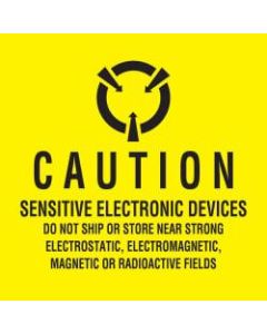Tape Logic Preprinted Shipping Labels, DL1371, Sensitive Electronic Devices, Rectangle, 2in x 2in, Fluorescent Yellow, Roll Of 500
