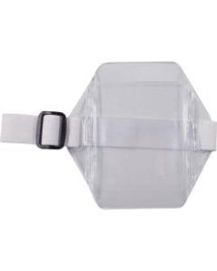 Advantus Arm Badge Holder - Support 2.50in x 3.50in Media - Vertical - Vinyl, Elastic - 12 / Box - White, Clear