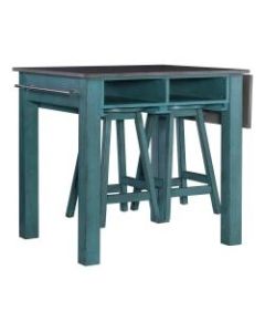 Powell Home Fashions Bailey 3-Piece Kitchen Island Set, 34inH x 30inW x 36inD, Brown/Teal