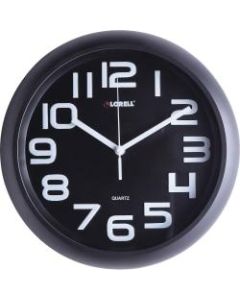 Lorell 11-5/8in Quiet Wall Clock - Digital - Quartz - Black/Plastic Case
