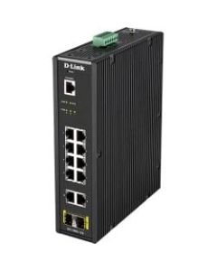 D-Link DIS-200G-12S Ethernet Switch - 10 Ports - Manageable - 2 Layer Supported - Modular - 2 SFP Slots - Twisted Pair, Optical Fiber - DIN Rail Mountable, Wall Mountable, Rack-mountable