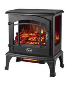 Comfort Glow Sanibel Panoramic Electric Stove with Infrared Quartz - Infrared - Electric - 750 W to 1500 W - 2 x Heat Settings - Gloss Black