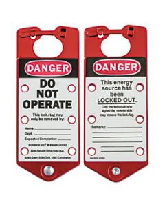 Labeled Lockout Hasps, 3 in W x 7 1/4 in L, Red