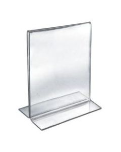 Azar Displays Double-Foot 2-Sided Acrylic Vertical Sign Holders, 8in x 10in, Clear, Pack Of 10 Holders