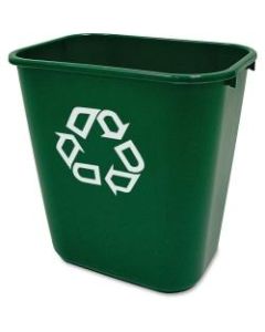 Rubbermaid Commercial Deskside Recycling Container - 7.03 gal Capacity - Rectangular - 15in Height x 10.2in Width - Plastic - Green - 12 / Carton