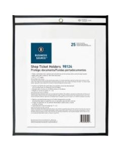 Business Source Clear Heavyweight Shop Ticket Holder - Support 11in x 14in Media - 25 / Box - Clear, Black