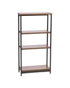 IRIS Tall Wood And Metal Shelf, Brown/Black