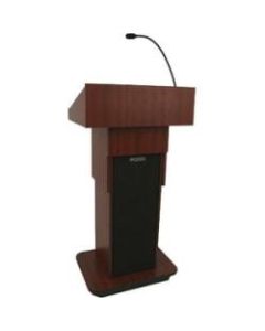 AmpliVox Executive Adjustable Column Lectern - Sculpted Base - 22in Table Top Width x 17in Table Top Depth x 22in Width x 17in Depth - Melamine Laminate, Mahogany - Wood