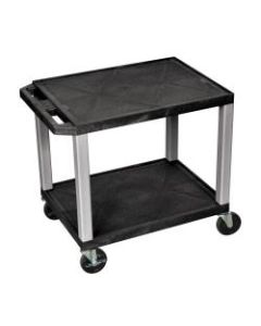 H. Wilson Tuffy 2-Shelf Plastic Utility Cart, 26inH x 19inW x 16inD, Black/Nickel
