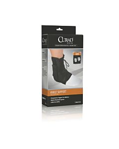 CURAD Vinyl Lace-Up Ankle Splints, Small, Black, Case Of 4