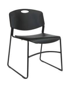Lorell Big And Tall Plastic Stacking Chairs, Black, Set Of 4 Chairs