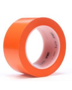 3M 471 Flagging and Marking Tape, 3in Core, 2in x 36 Yd., Orange, Case of 24