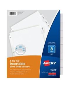 Avery Big Tab Extra-Wide Insertable Dividers, Clear Reinforced, White/Clear, 8-Tab