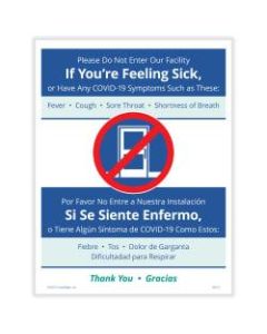 ComplyRight Coronavirus And Health Safety Posting Notice, Social Distancing - Do Not Enter If You are Sick, English, 8-1/2in x 11in