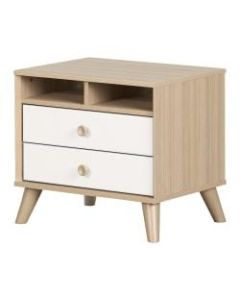 South Shore Yodi 2-Drawer Nightstand, 20-1/4inH x 22-1/4inW x 16-3/4inD, Soft Elm/Pure White