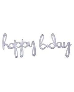 Amscan "Happy B-Day" Cursive Balloon Banner, 76in x 27in, Prismatic Silver