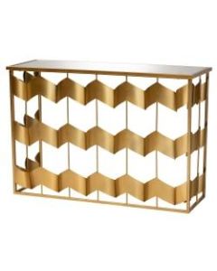 Baxton Studio Glam And Luxe Metal Geometric Console Table, 32-5/16inH x 47-1/4inW x 15-3/4inD, Gold