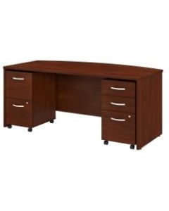 Bush Business Furniture Studio C Bow Front Desk With Mobile File Cabinets, 72inW x 36inD, Hansen Cherry, Standard Delivery