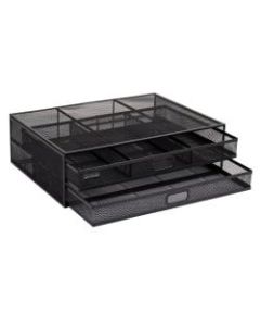 Mind Reader 2-Drawer Mesh Monitor Riser, 4-3/4inH x 15-3/4inW x 11-1/2inD, Black