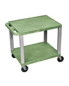 H. Wilson Tuffy 2-Shelf Plastic Utility Cart, 26inH x 24inW x 18inD, Green/Nickel