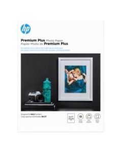 HP Premium Plus Photo Paper for Inkjet Printers, Glossy, Letter Size (8 1/2in x 11in), 80 Lb, Pack Of 50 Sheets (CR664A)