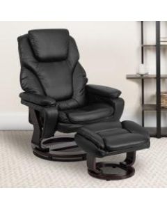 Flash Furniture Contemporary Swivel Recliner And Ottoman, Black/Mahogany