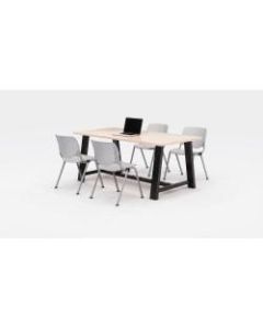 KFI Studios Midtown Table With 4 Stacking Chairs, Kensington Maple/Light Gray